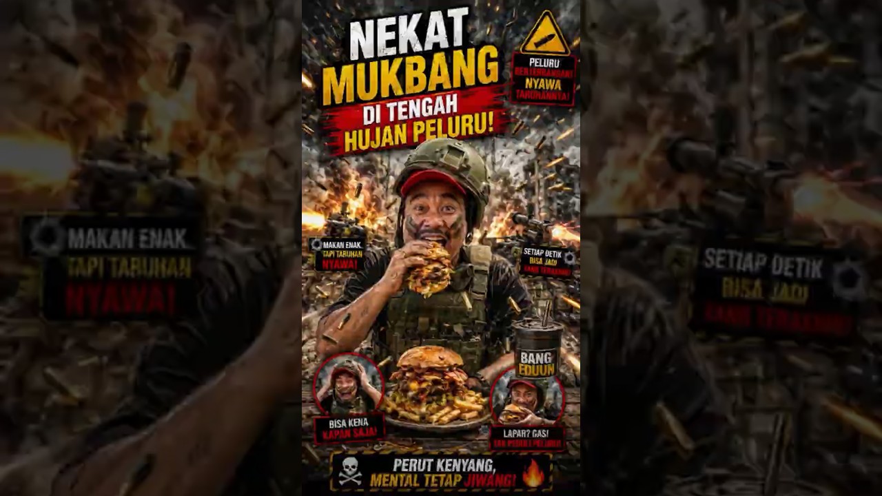 NEKAT MUKBANG BURGER SAAT SIMULASI PERANG #MukbangAdrenalin #asmr
