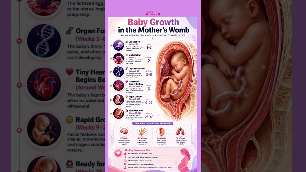 Baby Growth in the Mother's Womb  | Fetal Development Month by Month