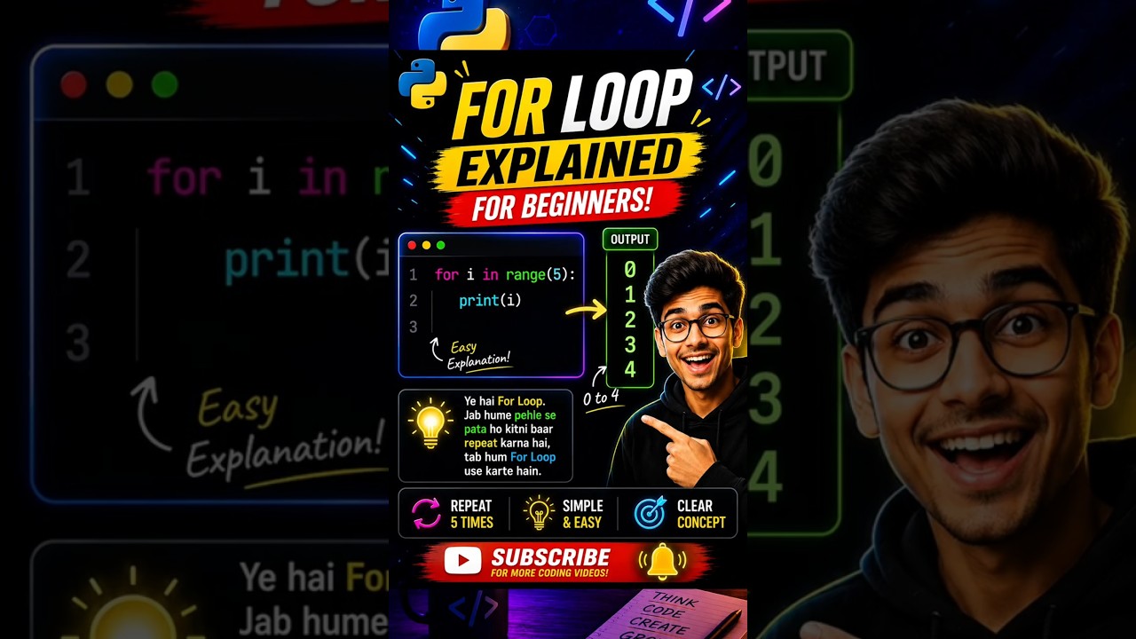 Python Loops Explained in 90 Seconds 🔥 | For Loop vs While Loo | Python Tutorial Hindi