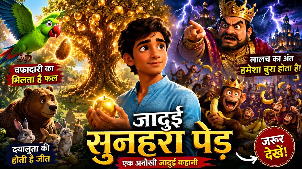  🌳✨ जादुई सुनहरे पेड़ का रहस्य | एक गरीब लड़के की किस्मत बदल गई!#jaduikahaniya #kahani #moralstories