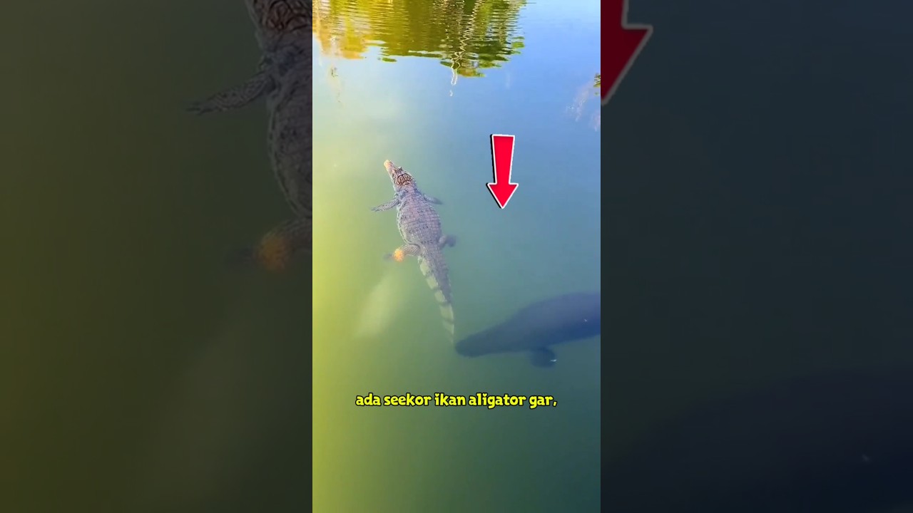 Buaya tertidur diingatkan Aligator Gar, untuk Makan siang‼️ #shorts #aligator #viral #trending