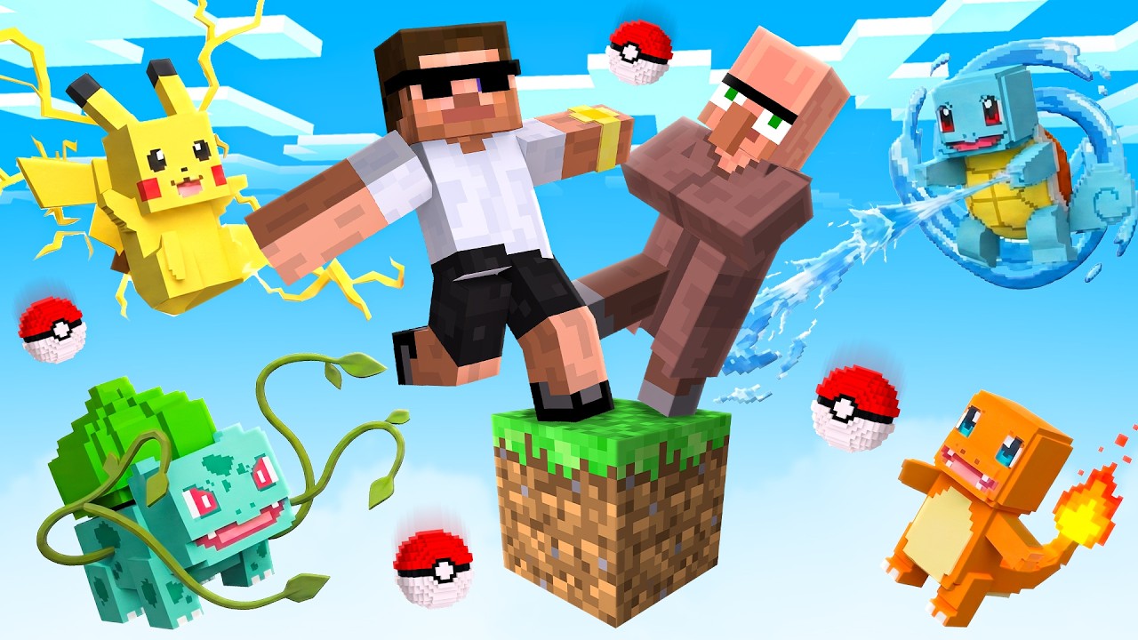 We Survived on ONE BLOCK of POKEMON in Minecraft..