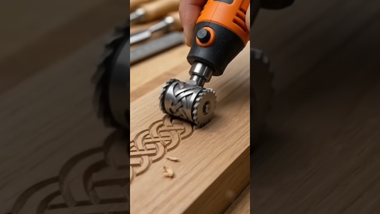 NHK MINI Viking Knot Border Carver 😲 Epic Wood Pattern!⚔️🪵 #shorts #minitools #trendinggadgets #tech