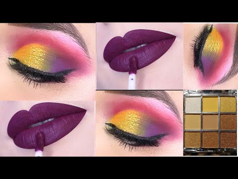 Bright Summer Eye Makeup 🌞✨ | Pink Yellow Glam Look