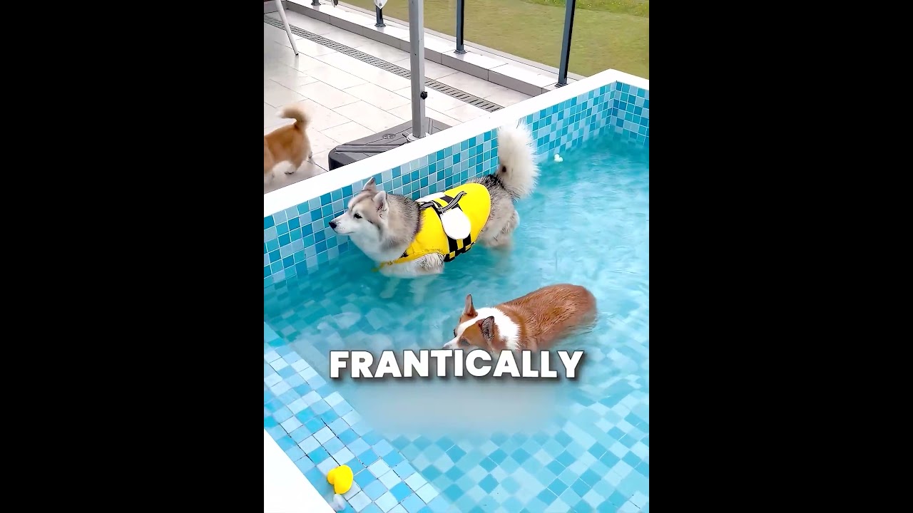 Corgi And Husky Tested Every Water Level 🐶💦🥹 #shorts