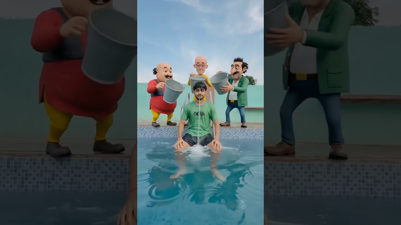 Motu patlu in swimming pool #comedy #funny #cutebaby #shortsfeed #viralvideo