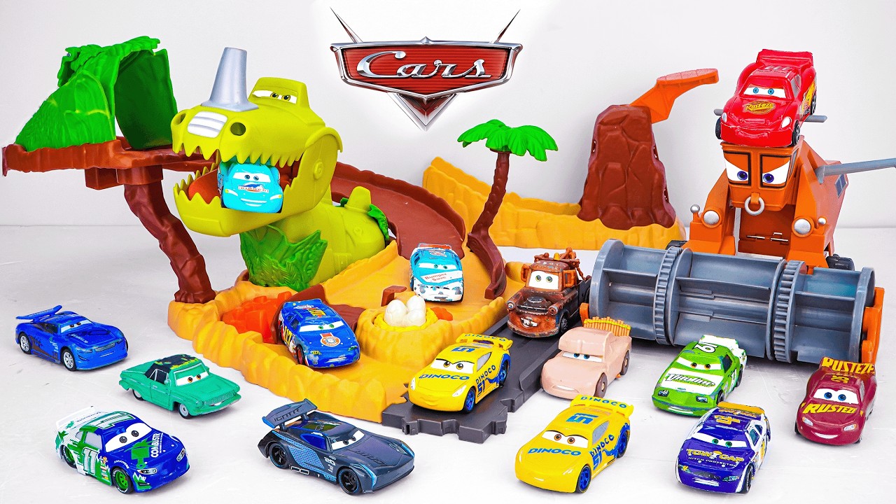 Disney Pixar Cars Unboxing Review | Disney Pixar Cars Lightning McQueen RC & Dino Playground!