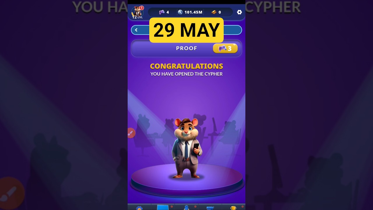 Hamster Kombat Dev Game Daily Cipher 29 May | Hamster Kombat Daily Cipher Code | Daily Combo