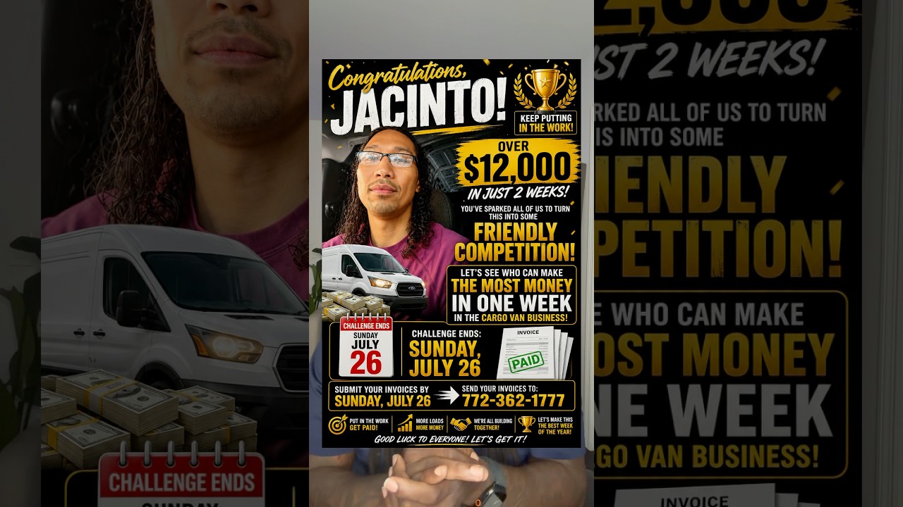 🚐🔥 Congratulations, Jacinto! 🔥🚐 Jacinto has grossed over $12,000 in just two weeks! 👏🏾💰