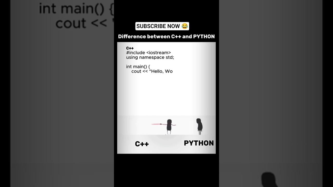 C++ vs Python 😂 Hello World Program| Coding Shorts #cplusplus #python #coding #funny
