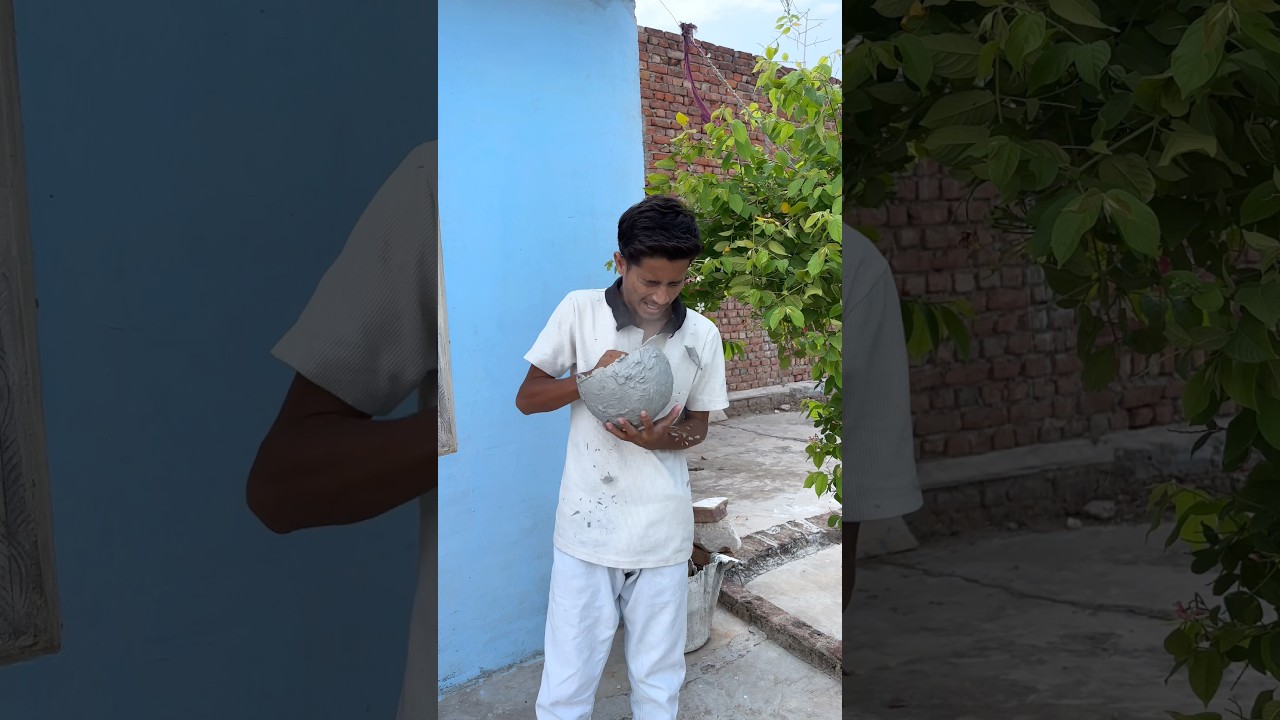 Cement se balloon wale flowerpot😱￼ || #trending #minivlog #gardening