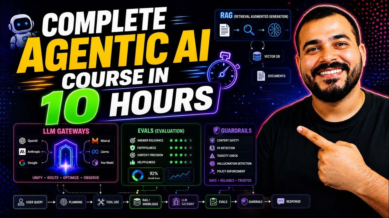 Complete Agentic AI Course In 10 Hours- Langchain, Langgraph, RAG,Vectorless RAG, Guardrails,Evals