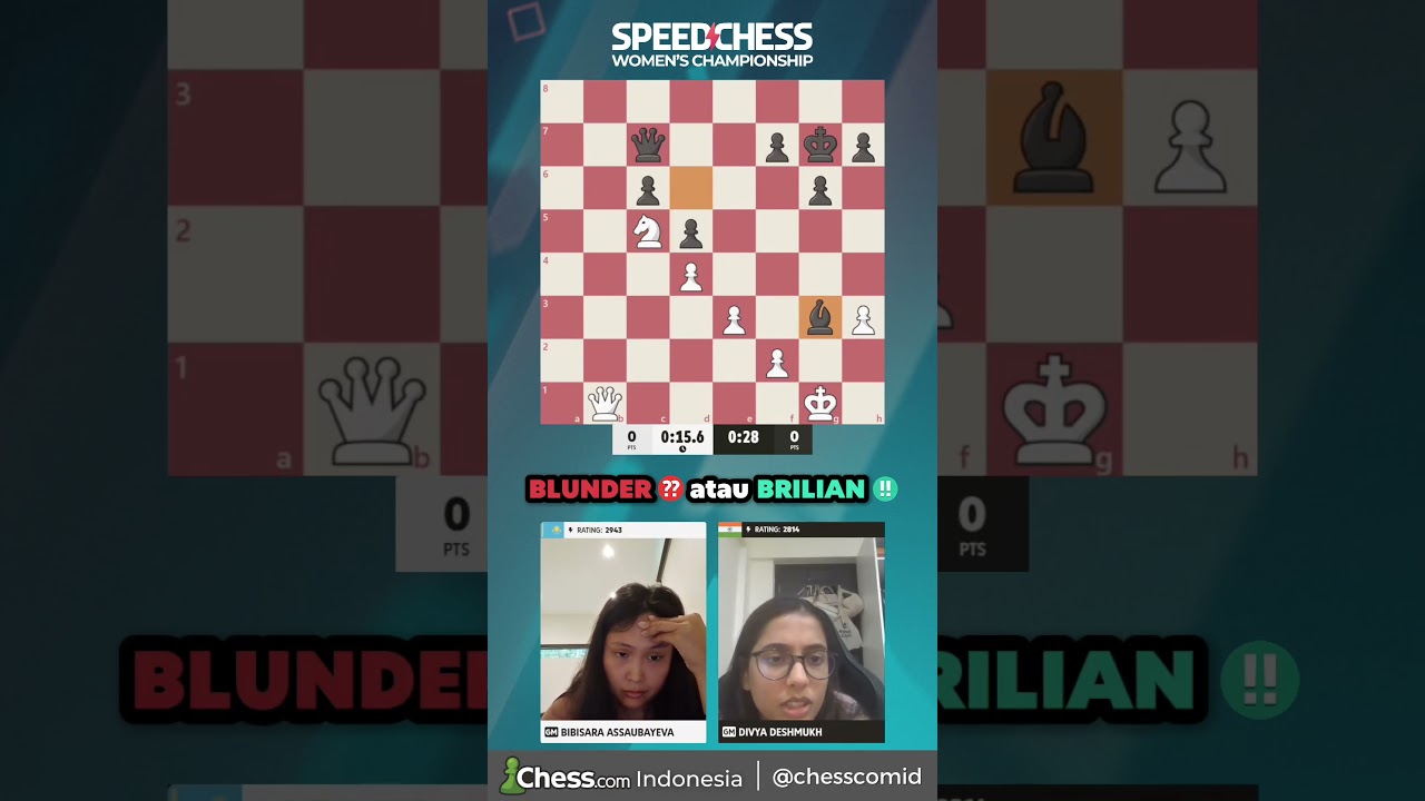 Langkah dijalankan GM Divya Deshmukh melawan GM Bibisara Assaubayeva, BLUNDER atau BRILIAN? 🤔 #catur