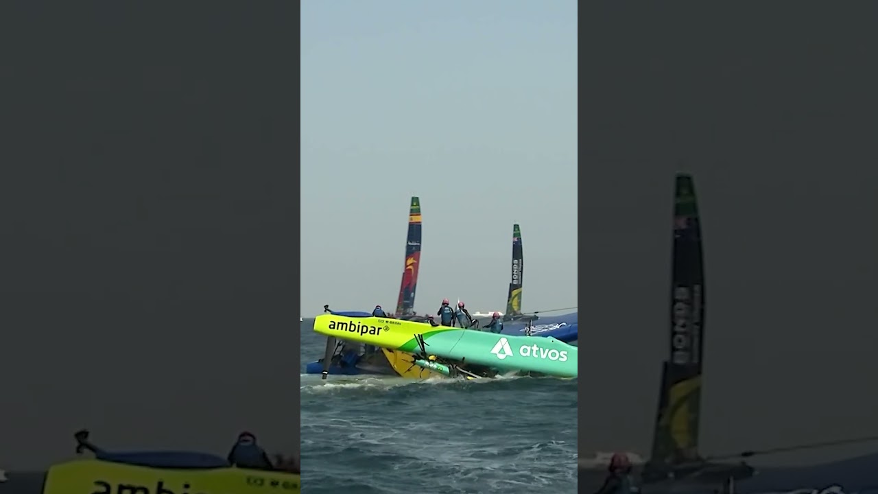 DISASTER for the Brazilians! 😱 A look back at this massive impact in Sassnitz 2025 #SailGP #sailing