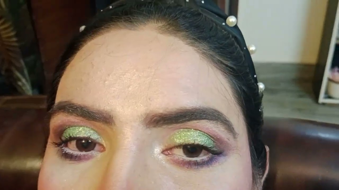 Green glitter makeup 💄 by fozia makeup tutorial