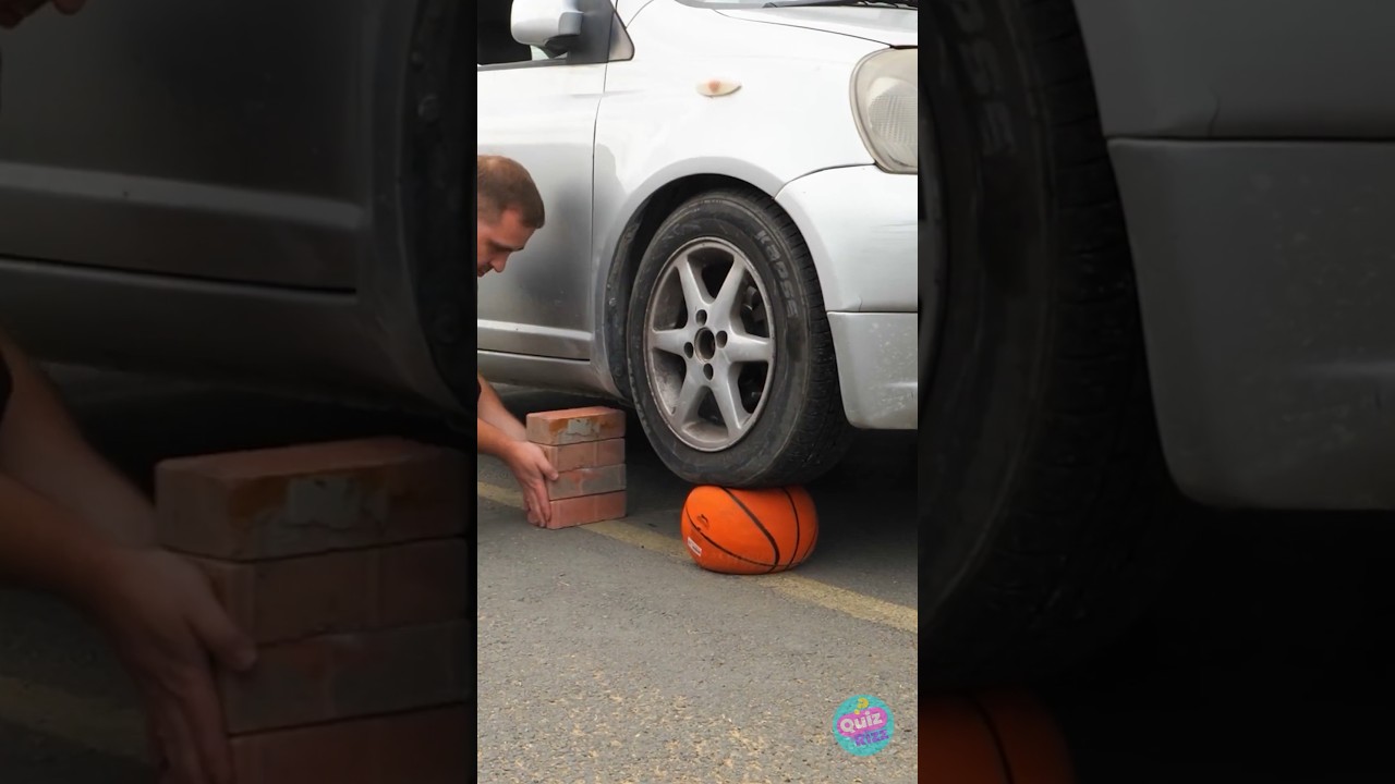 Can a Basketball Actually Lift a Car? 🏀🚗 #Test #Engineering #Mechanic #Experiment