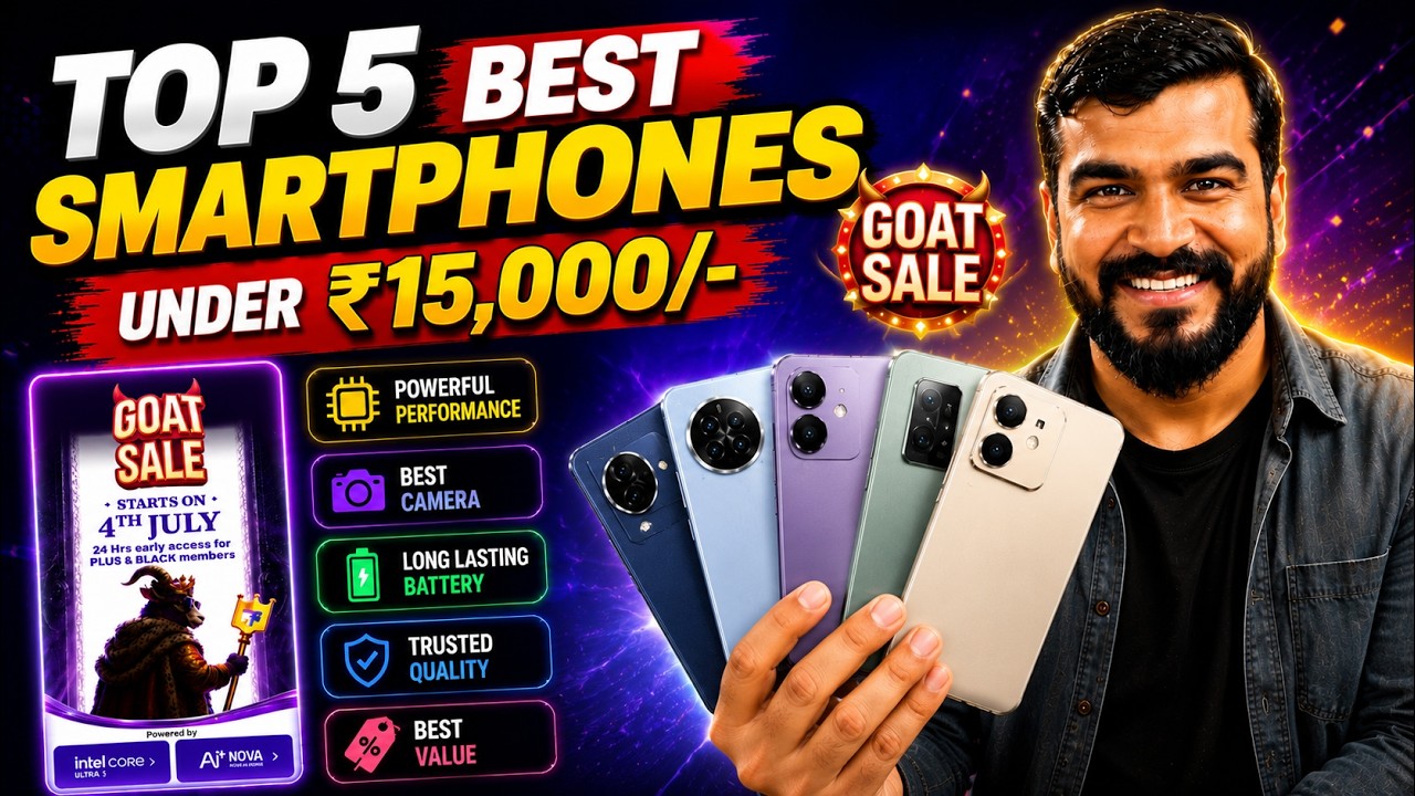 Top 5 Best SmartPhone Under 15000/- Flipkart GOAT Sale vs AMAZON Prime Day Sale Best Phone !! HINDI