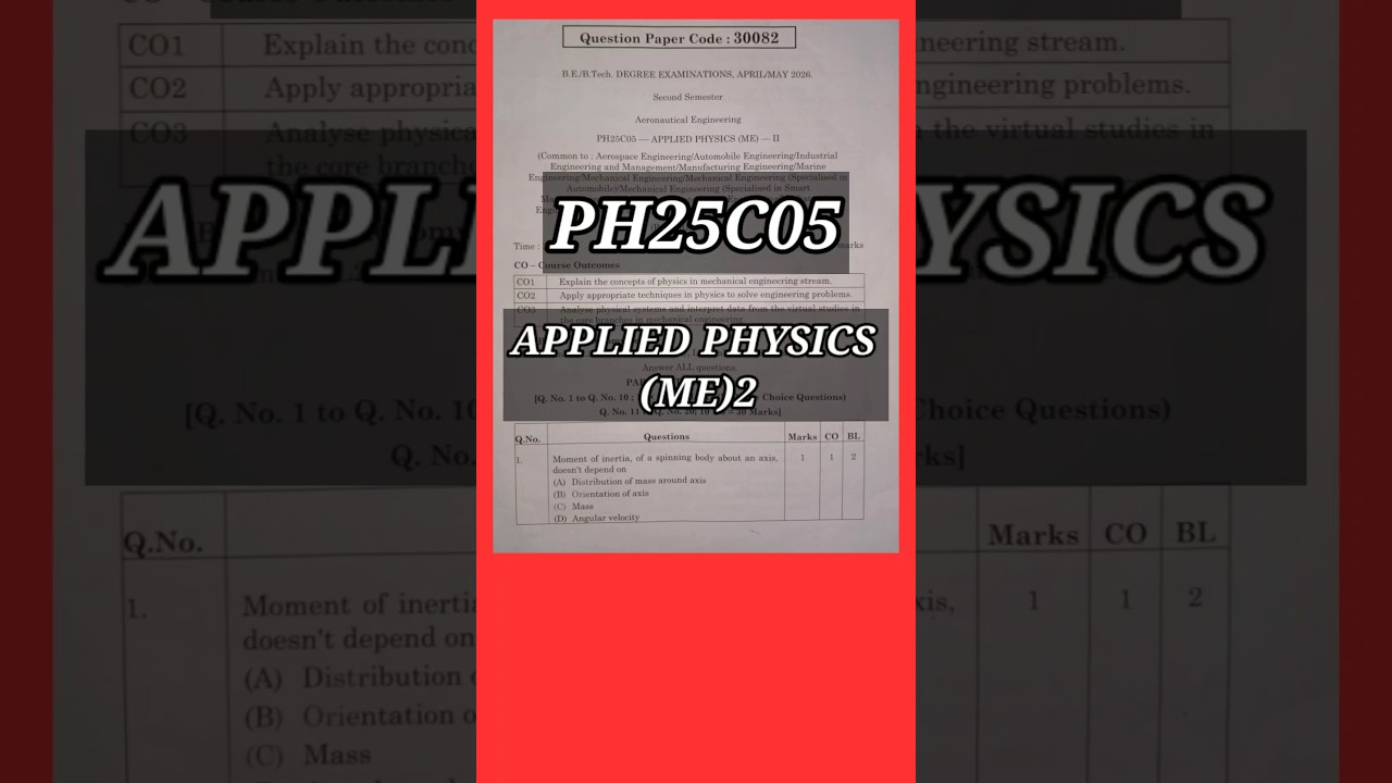 Applied Physics(ME)2- PH25C05 #ph25c05 #appliedphysics #appliedphysics2 #mech #physics2 #r2025