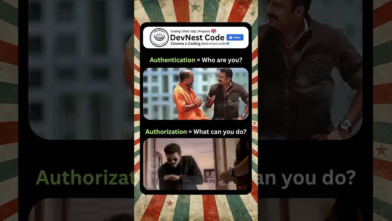 Authentication vs Authorization 🤯🔥| #coding #programming #interview #shorts #fyp #trending #students