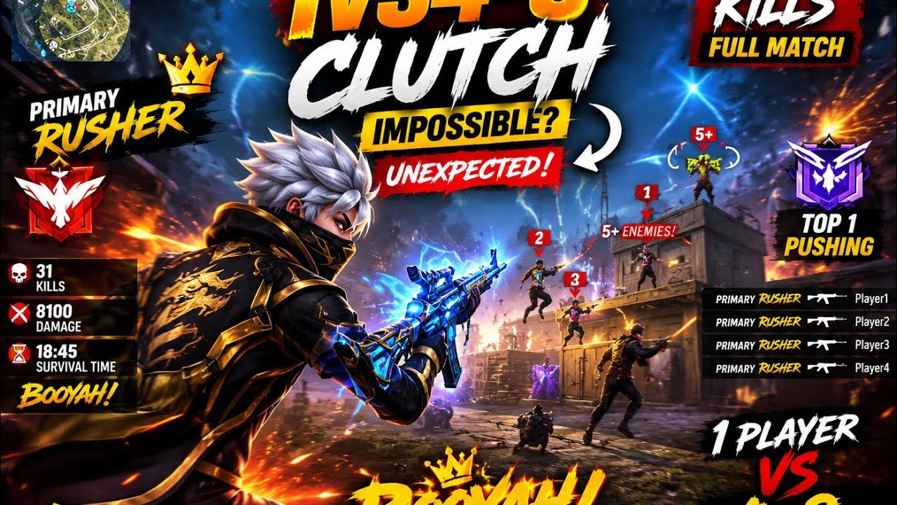 31 KILLS MONSTER CLUTCH! 😱 BR Ranked 1vs4-8 Impossible Gameplay | Free Fire MAX Esports Highlight