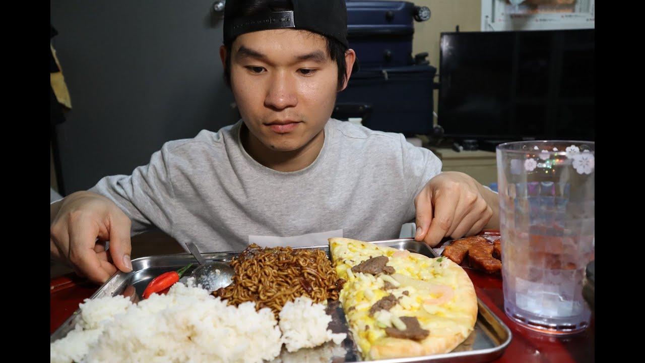 ASMR MUKBANG JJAJANG & CHEESE PIZZA Eating Sound !