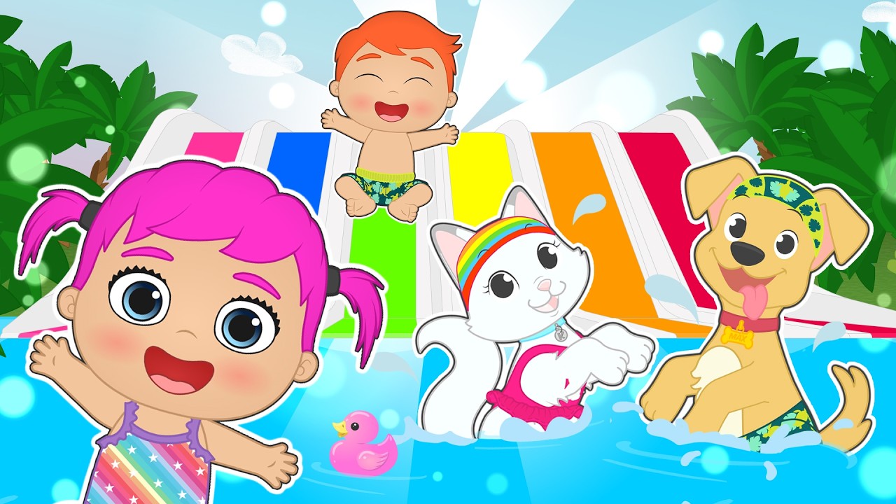 BABIES ALEX & LILY ☀️ ☀️ Giant Water Slides & Swimming Pool Collection! 🌊