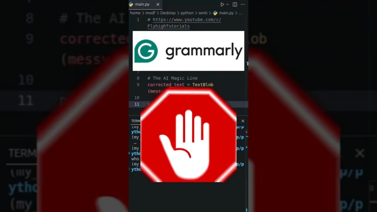 Python AI Kills Grammarly 🤯 #python #coding #programming #grammarly #tech #ai #aishorts #techshorts