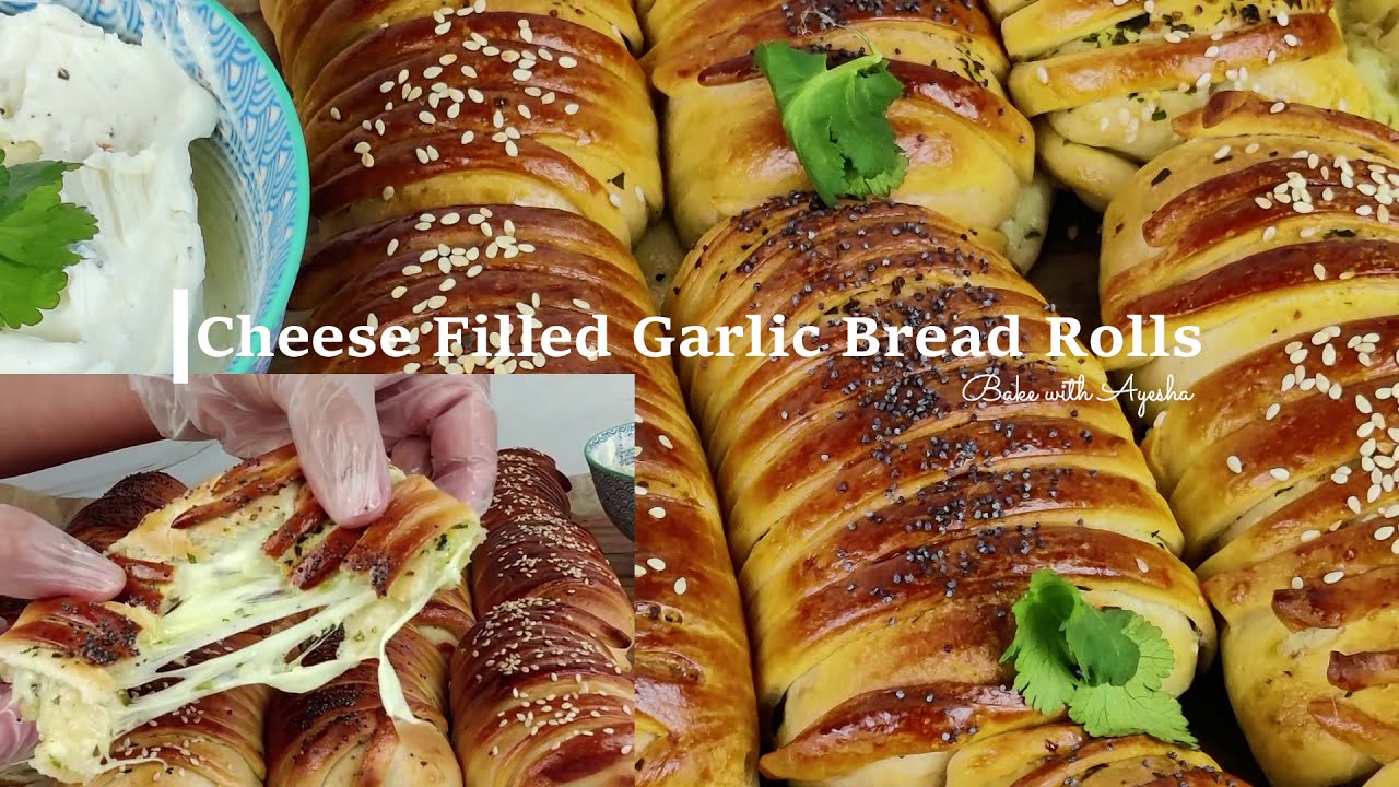 How To Make Cheese Filled Garlic Dinner Rolls From SCRATCH | EASIEST Garlic Bread Rolls | ASMR