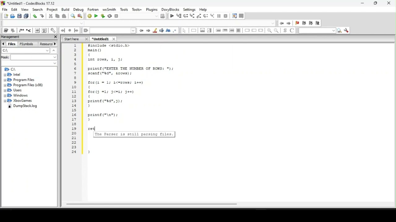 C Program to Print Right-Angle Triangle Number Pattern | Beginner Guide