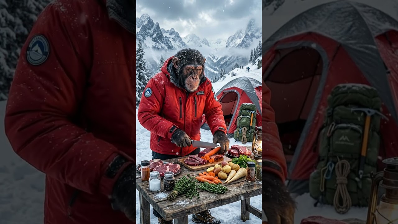 🐵❄️ King Kong Solo Winter Camping During a Massive Snowstorm | Cozy Tent & Campfire Survival
