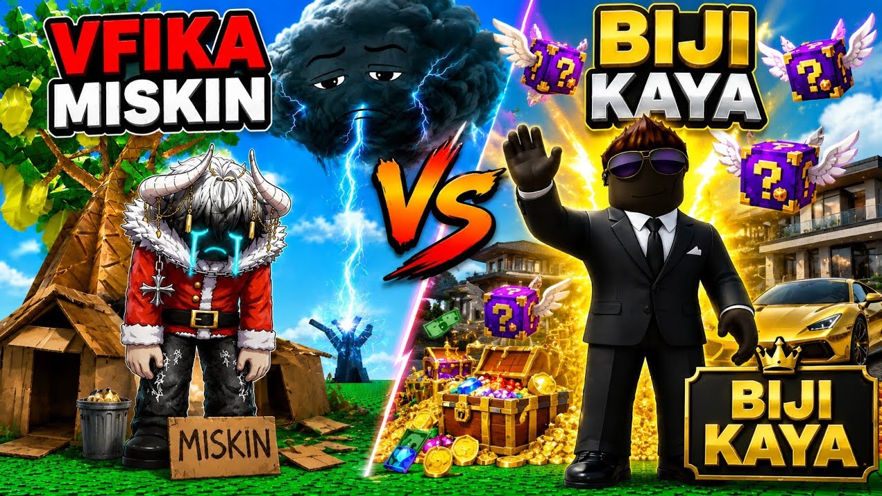 AKU MISKIN vs BIJI PRO ‼️😭 DUEL TANAMAN SIAPA YANG PALING BESAR TANPA TERKENA PETIR #ROBLOX