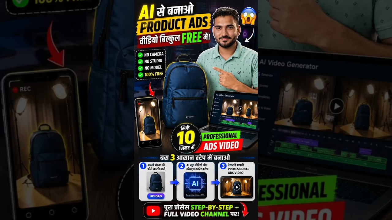 AI Se Product Ads Video FREE Mein Banao | No Camera, No Studio! #developer #ai #adshoot #omni #fifa