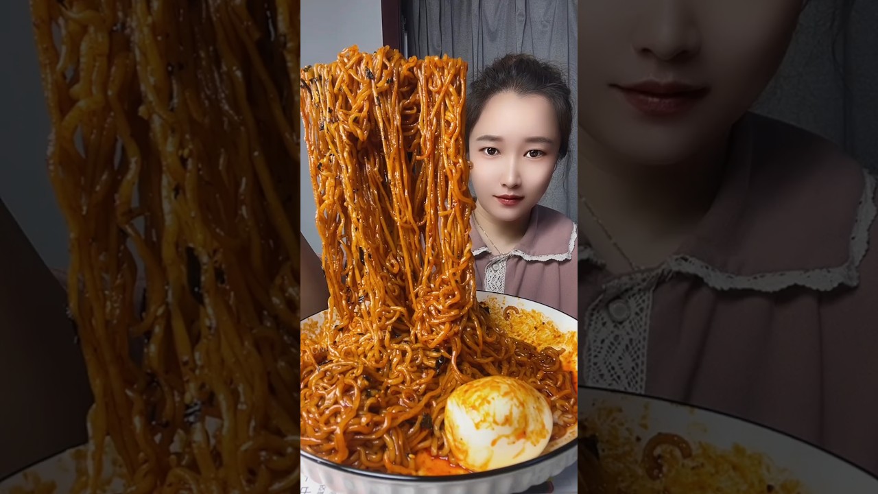 ASMR SPICY NOODLES MUKBANG 🌶️ Real Sound Eating #shorts