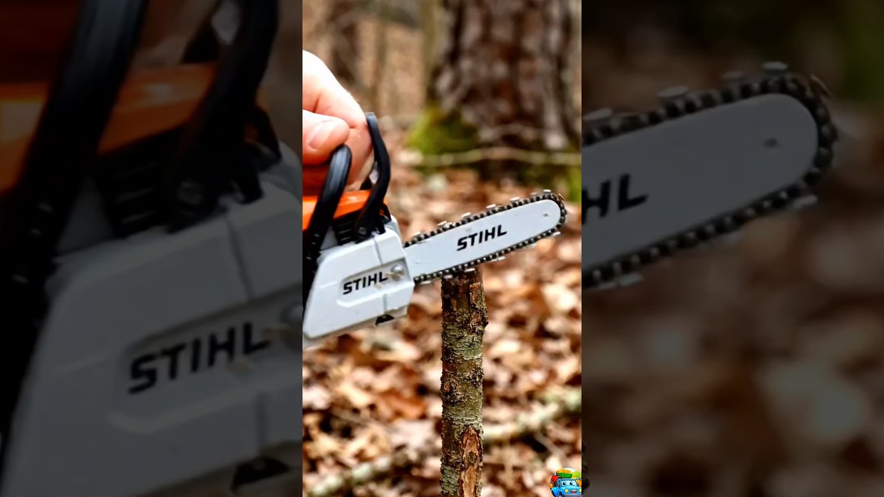 Mini STIHL Chainsaw Cutting Wood Branches | Satisfying Woodworking Tool Demo #shorts