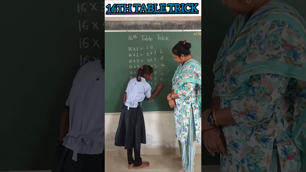 16th table trick/Brain Test/innovative ideas #education #school #short #youtubeshorts #maths