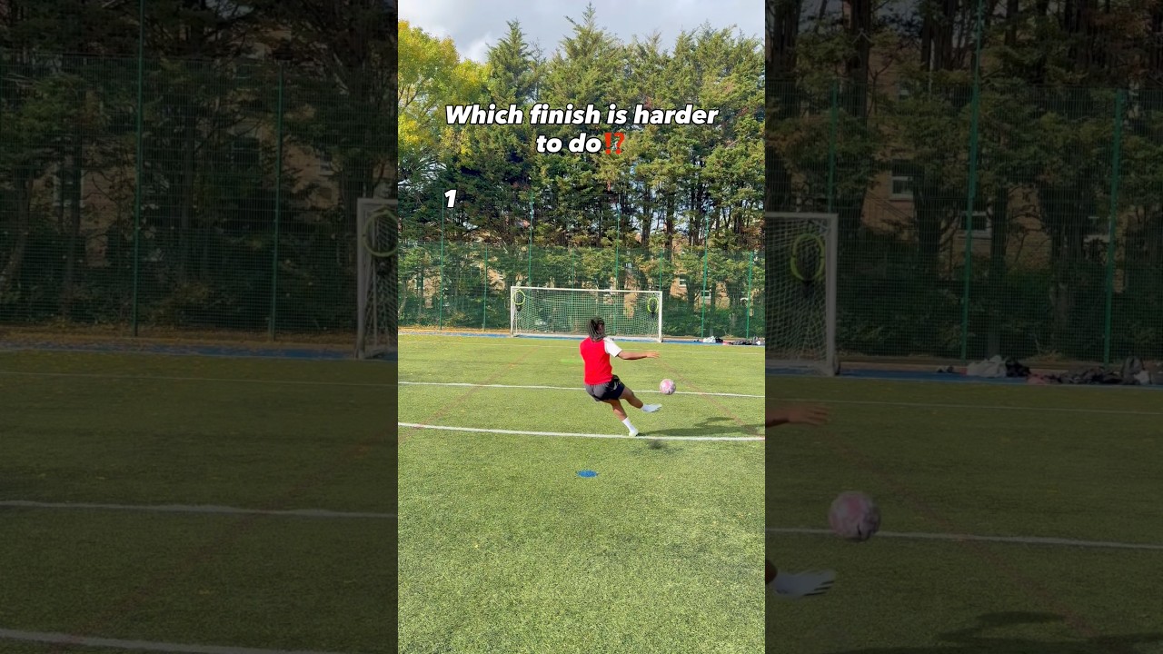 Which finish is harder to do⁉️ #soccer #football #shorts