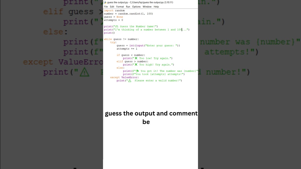 Python Number Guessing Game Tutorial - Step by Step #python