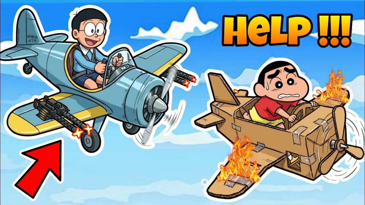 Shinchan & Nobita Fly Or Die By Plane Fight 😱😱 | Shinchan And Nobita Game | Funny Game |