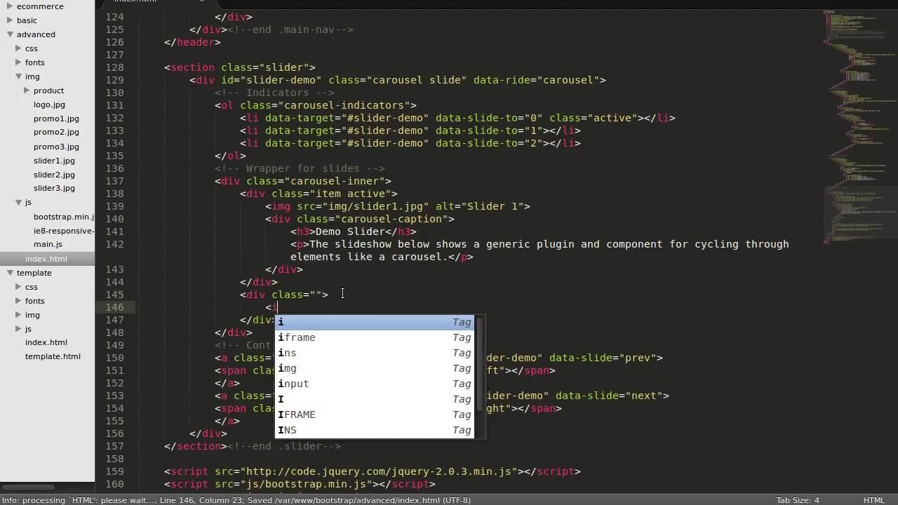 [Bootstrap 3 Advanced] 2. HTML của phần Slider & Promo