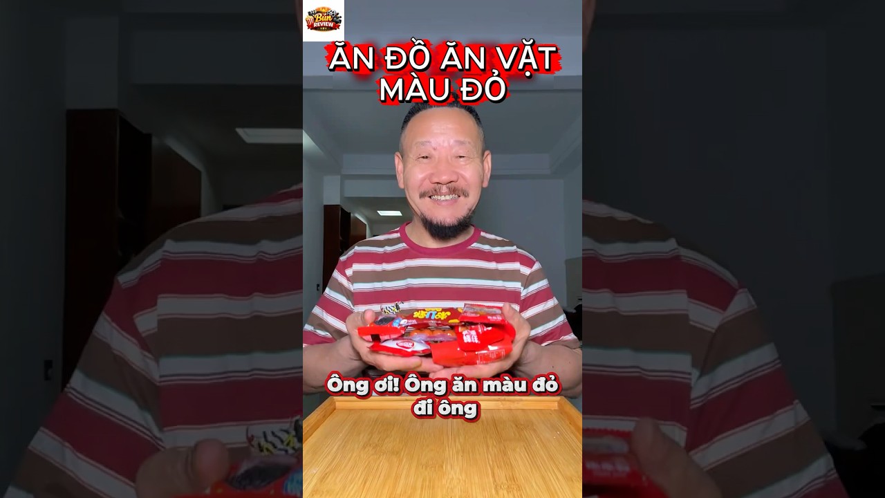 Ông Lão mukbang: Ăn đồ ăn vặt có màu đỏ #food #mukbang