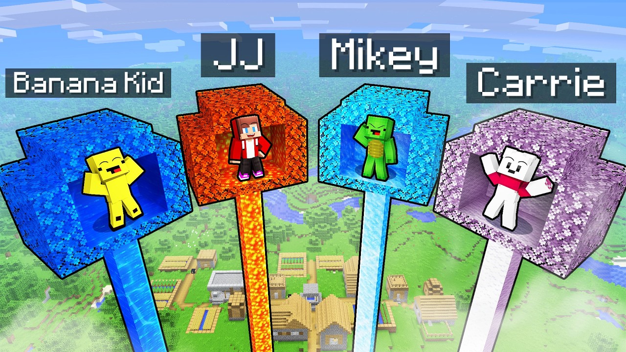 Mikey vs JJ vs Friends: Minecraft ELEMENTAL TREE BASE (Maizen)