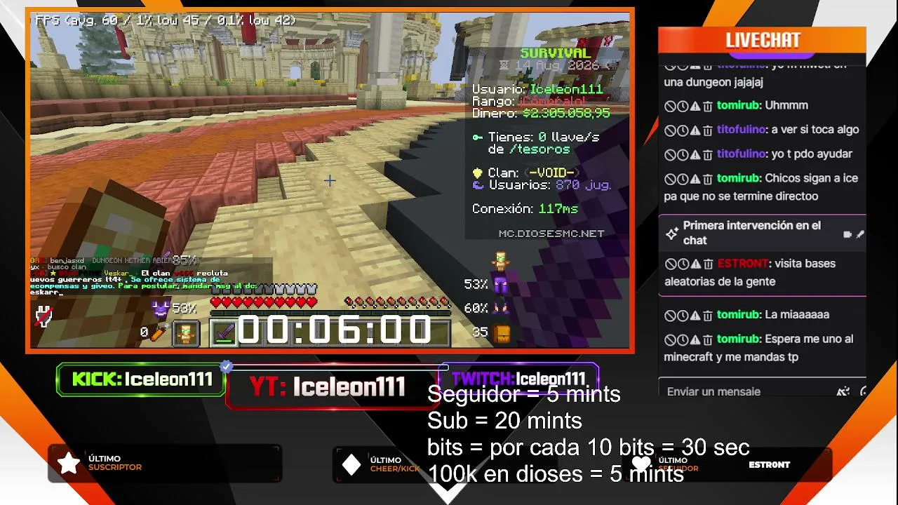Jugando DiosesMC Sorteando Y Reclutando Para El Clan