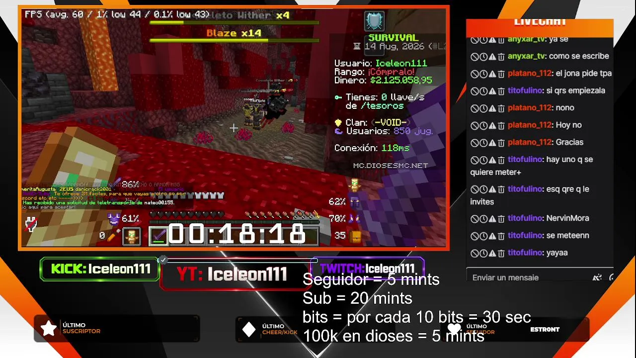 Jugando DiosesMC Sorteando Y Reclutando Para El Clan