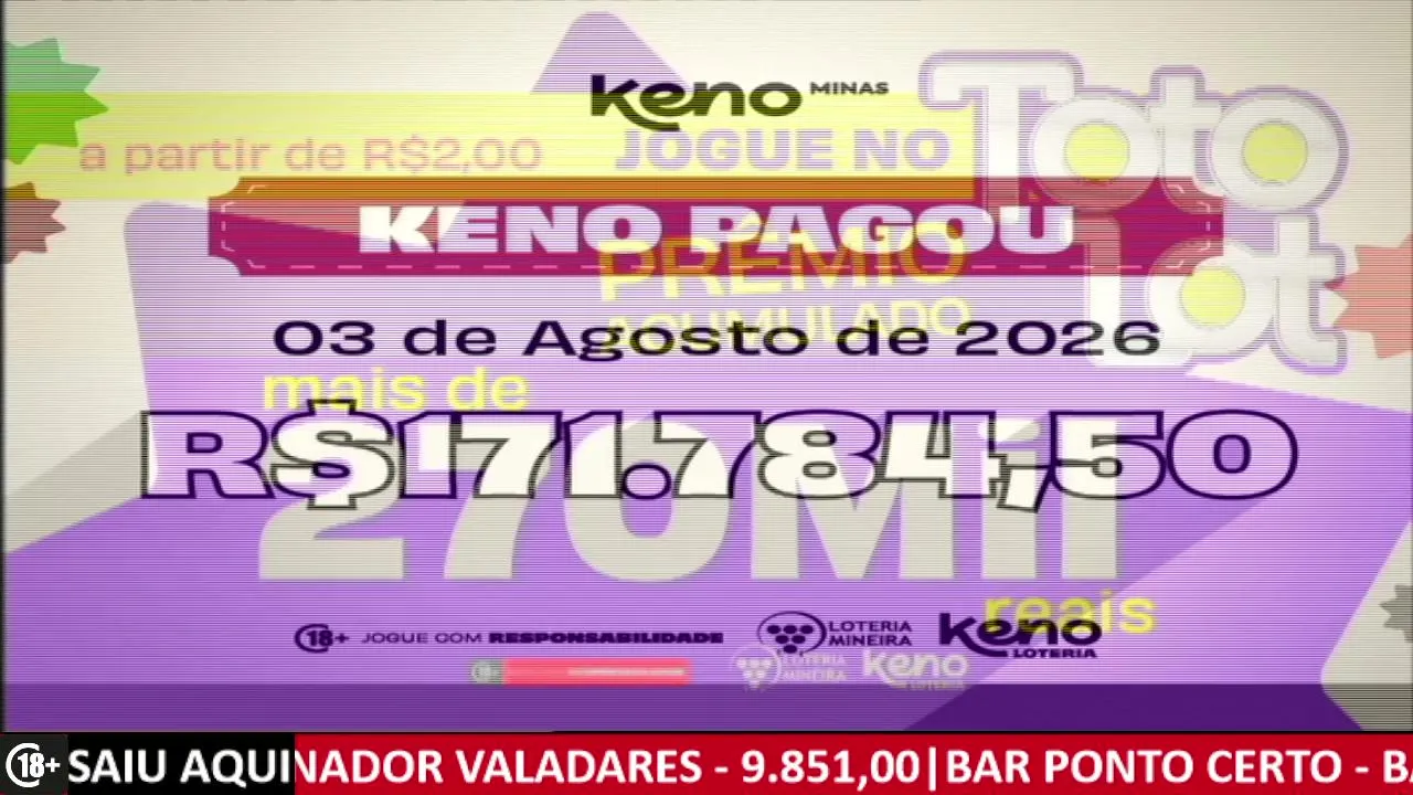 Transmissão dos jogos Keno Loteria em parceria com a Loteria Mineira