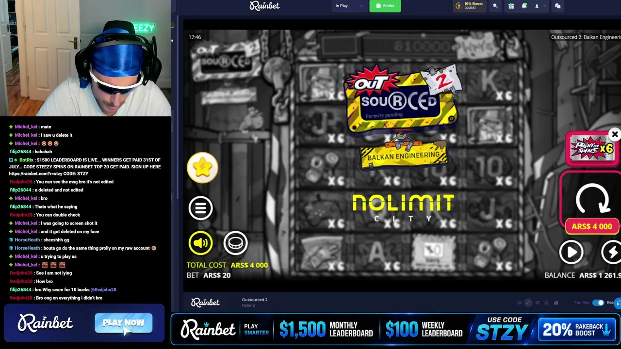 SLOT TOURNEY !!!!  / CODE: STZY / RAINBET $1500 LB