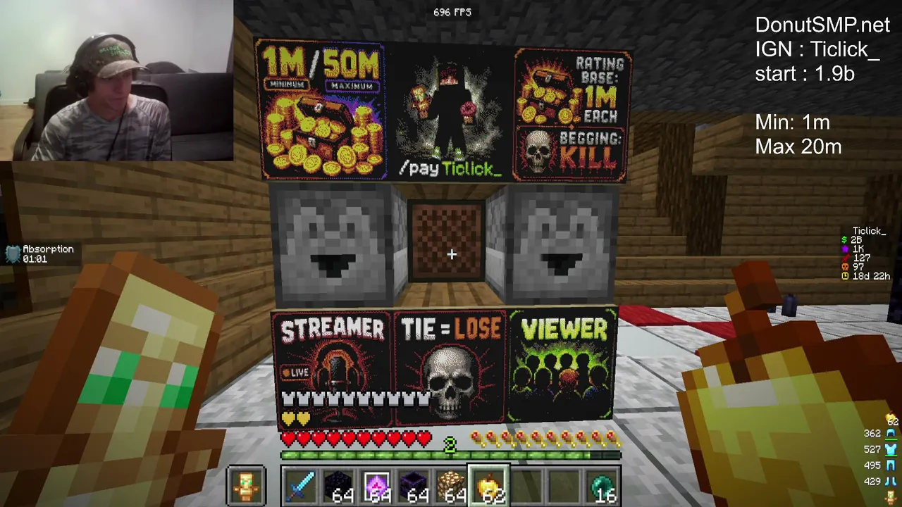 Donut smp 1/50M gambling