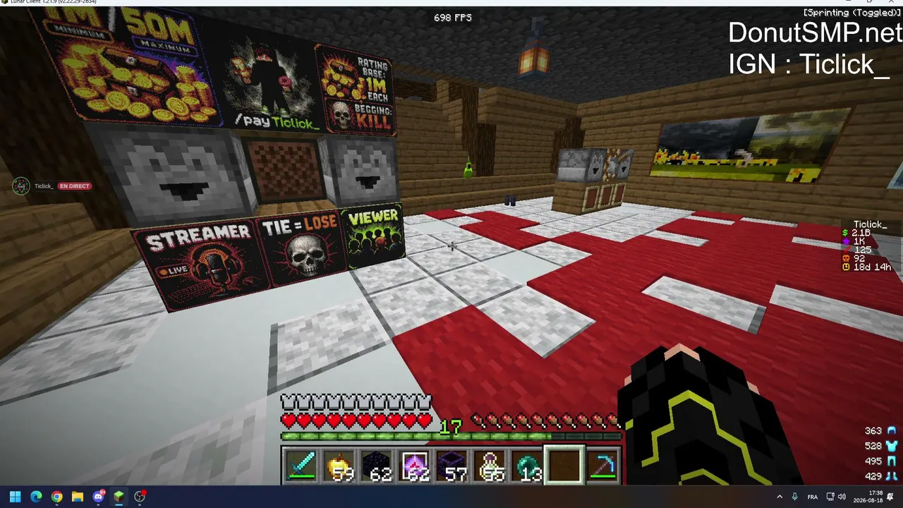 Donut smp 1/50M gambling