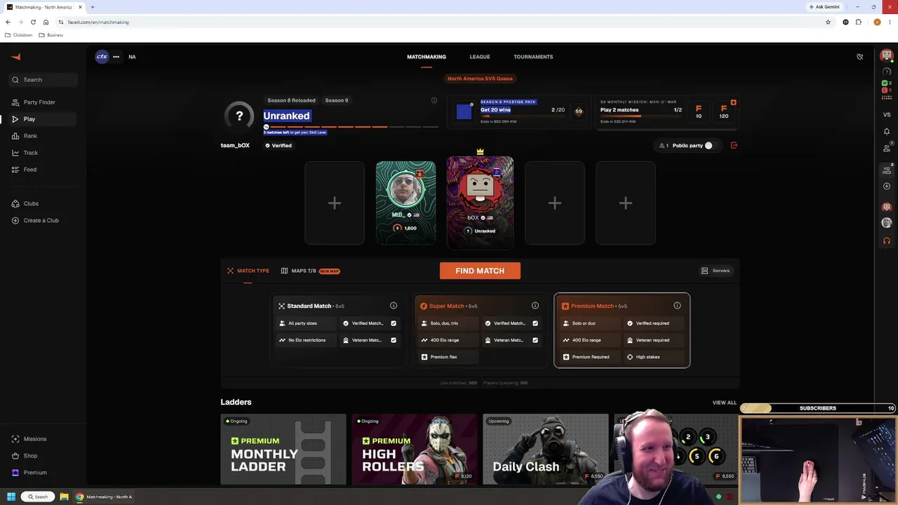 FaceIT Season 9 Placement Grind with ttv/MtheB_ | Happy Friyay bOX bOYS