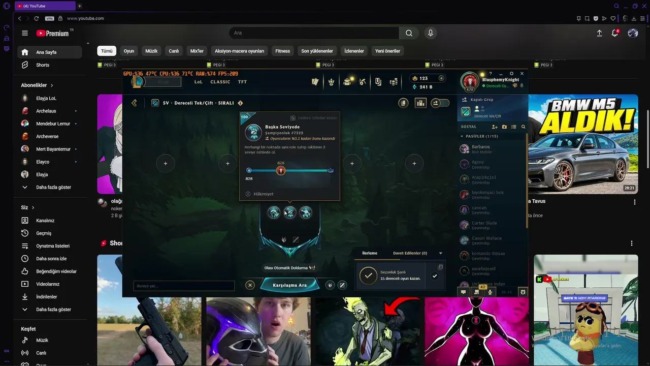 League Of Legends Start:Plat4 7lp