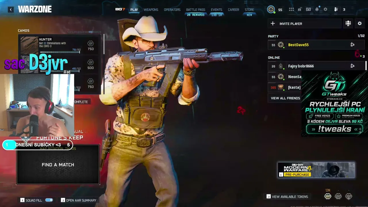 🎮WARZONE S VÁMI🥳58 NO DAYS OFF🥳!tweaks🎉SAC: D3JVR #ad